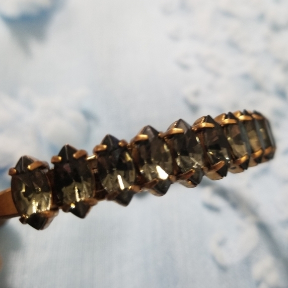 Elizabeth Cole Adelia Grey Swarovski and Gold Plated Brass Cuff GUC Adjustable - Picture 2 of 9